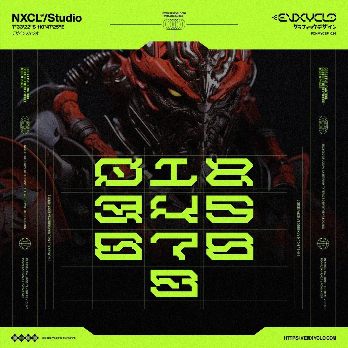 NCL Graxebeosa Expanded - Cyberpunk Futuristic Techno Mecha Font