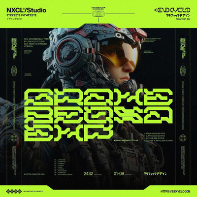 NCL Graxebeosa Expanded  - Cyberpunk Futuristic Techno Mecha Font