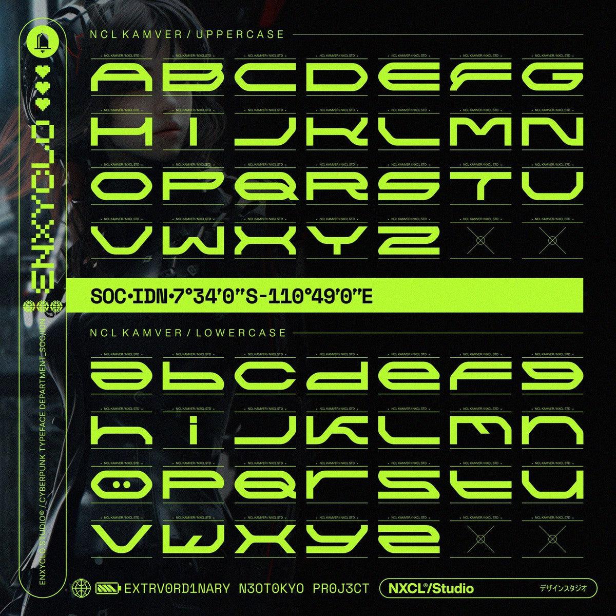 NCL Kamver - Futuristic Cyberpunk Space Techno Font