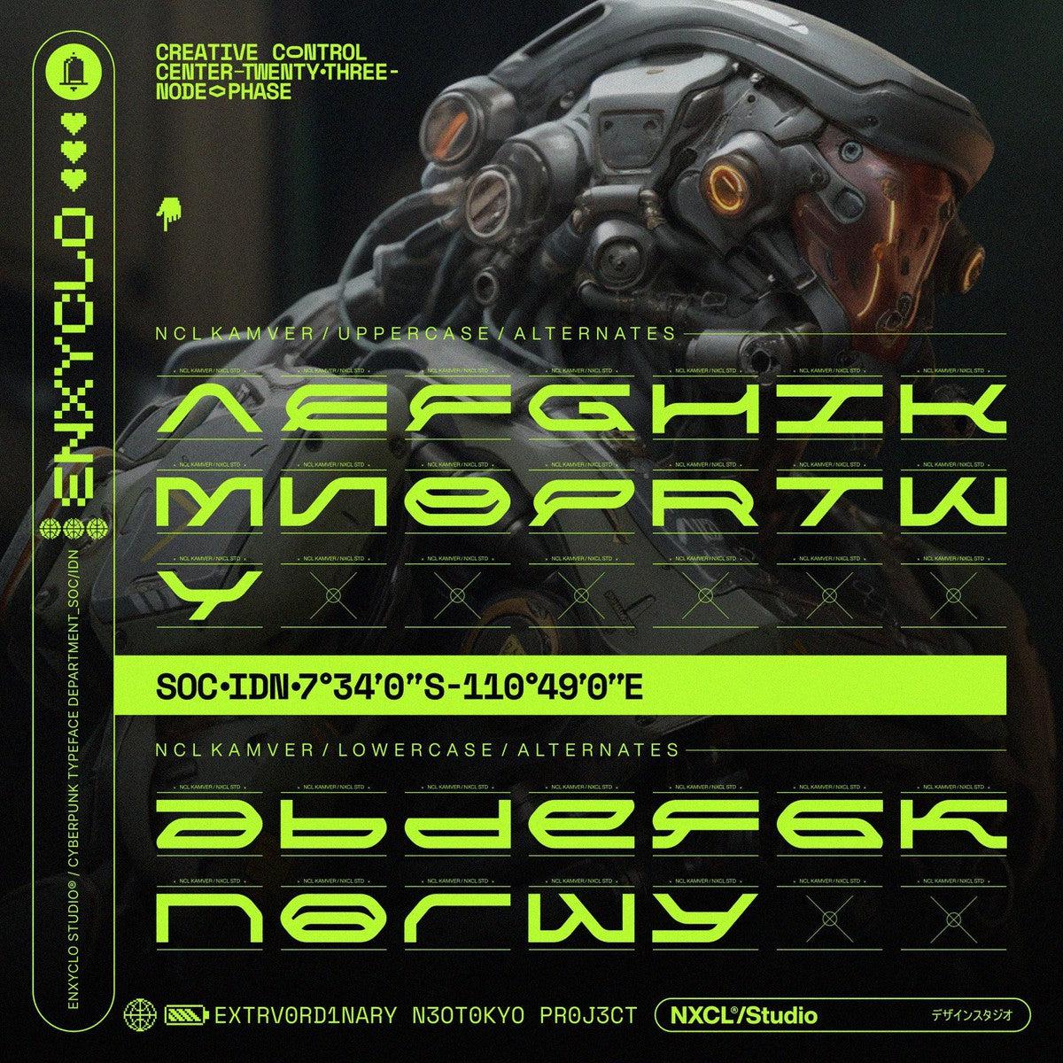 NCL Kamver - Futuristic Cyberpunk Space Techno Font