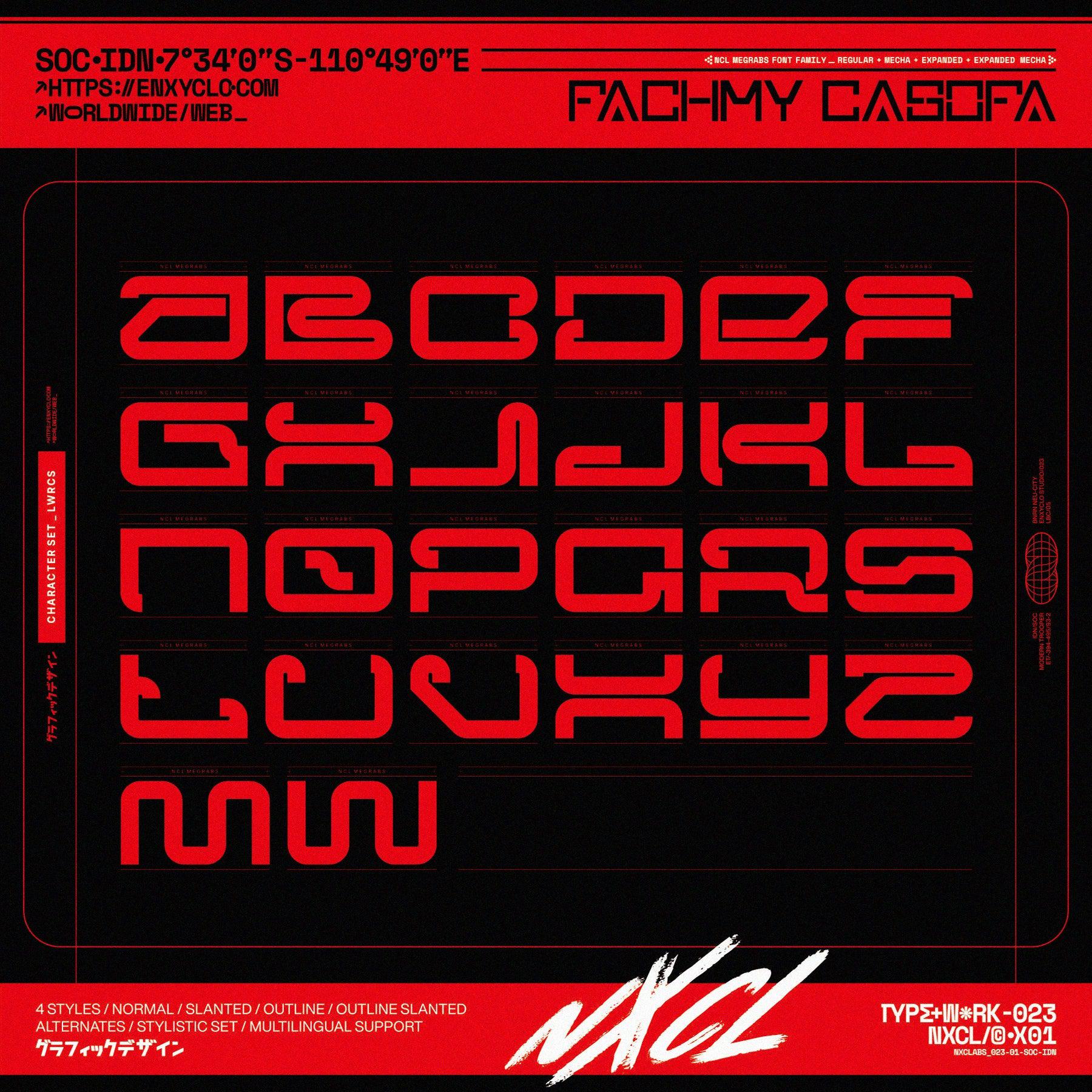 NCL Megrabs - Industrial Brutalism Futuristic Font