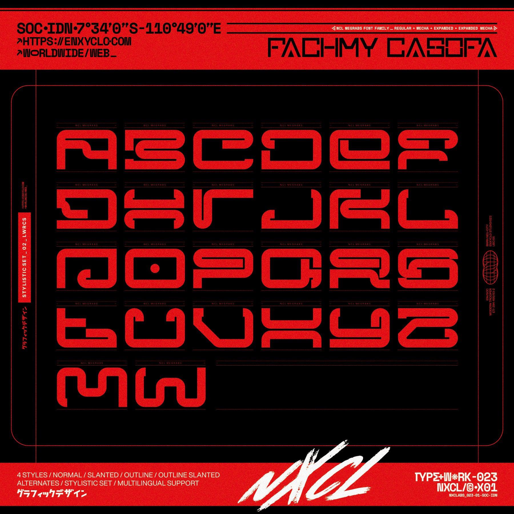 NCL Megrabs - Industrial Brutalism Futuristic Font