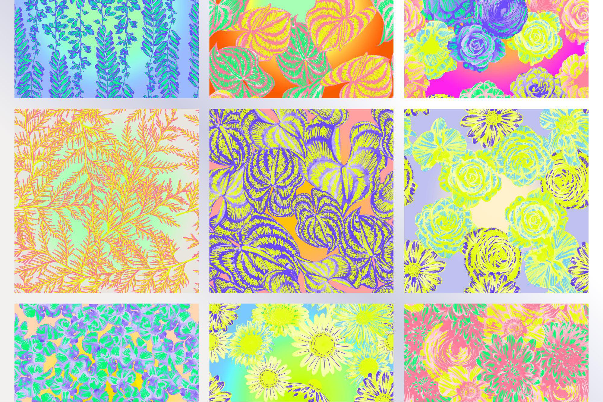 Neon Floral Maximalist Patterns