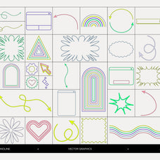 Neon Monoline Vector Objects Set