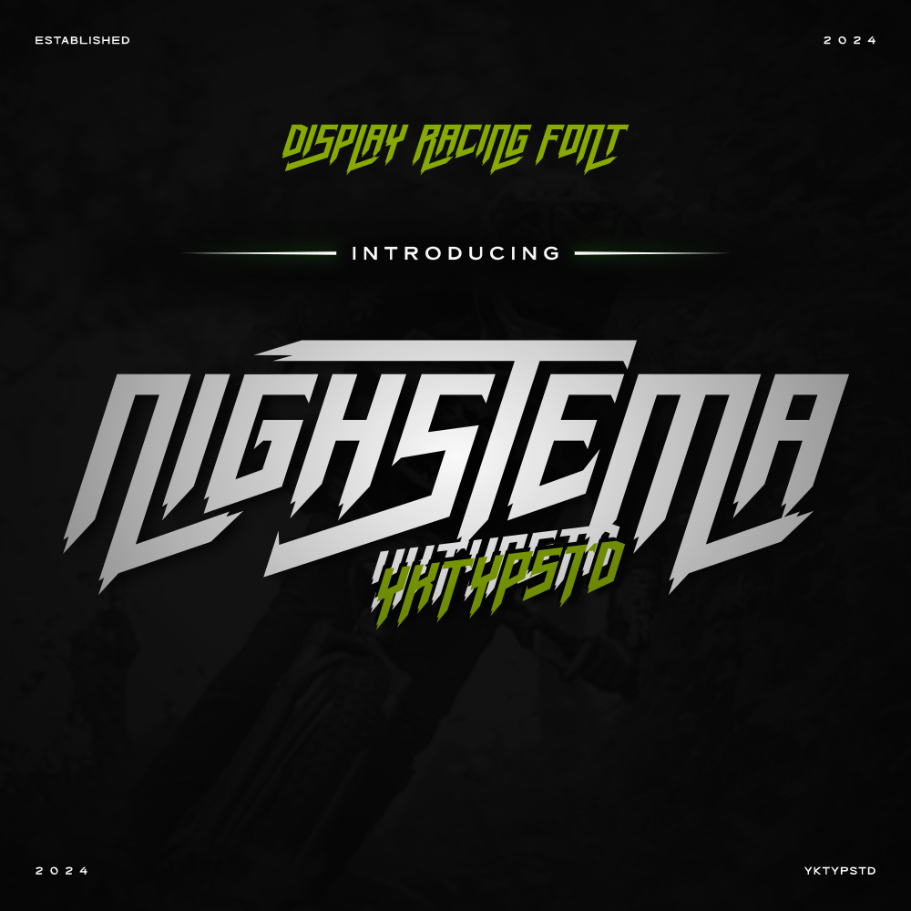 Nighstema - Sports display font by yktypstd, preview 1