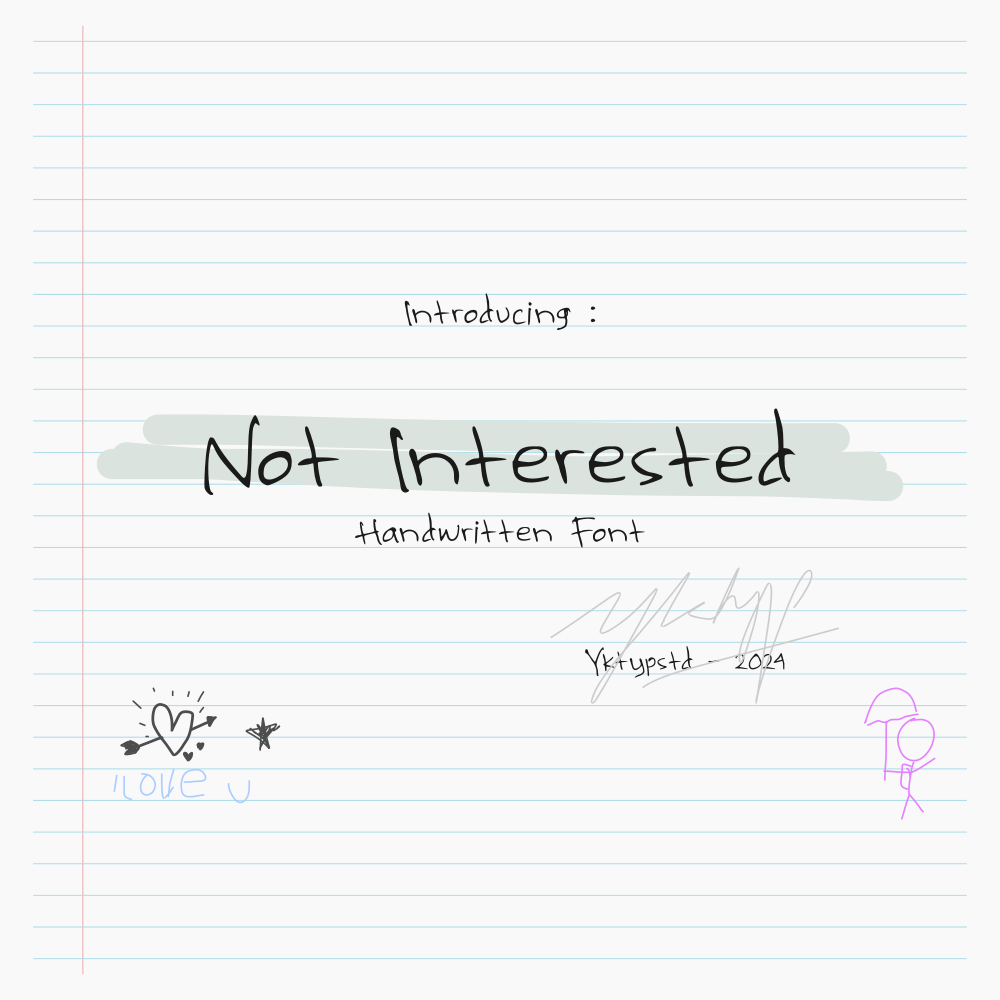 Notinterested - Handwritten Font by yktypstd, preview 1
