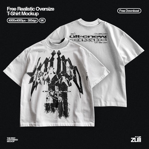 Oversized Realistic T-Shirt Mockup 5K