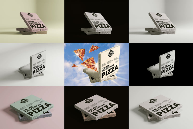 Pizza Box Mockups - 3 in 1