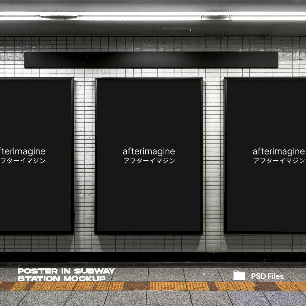 Posters in Subway Station Mockup