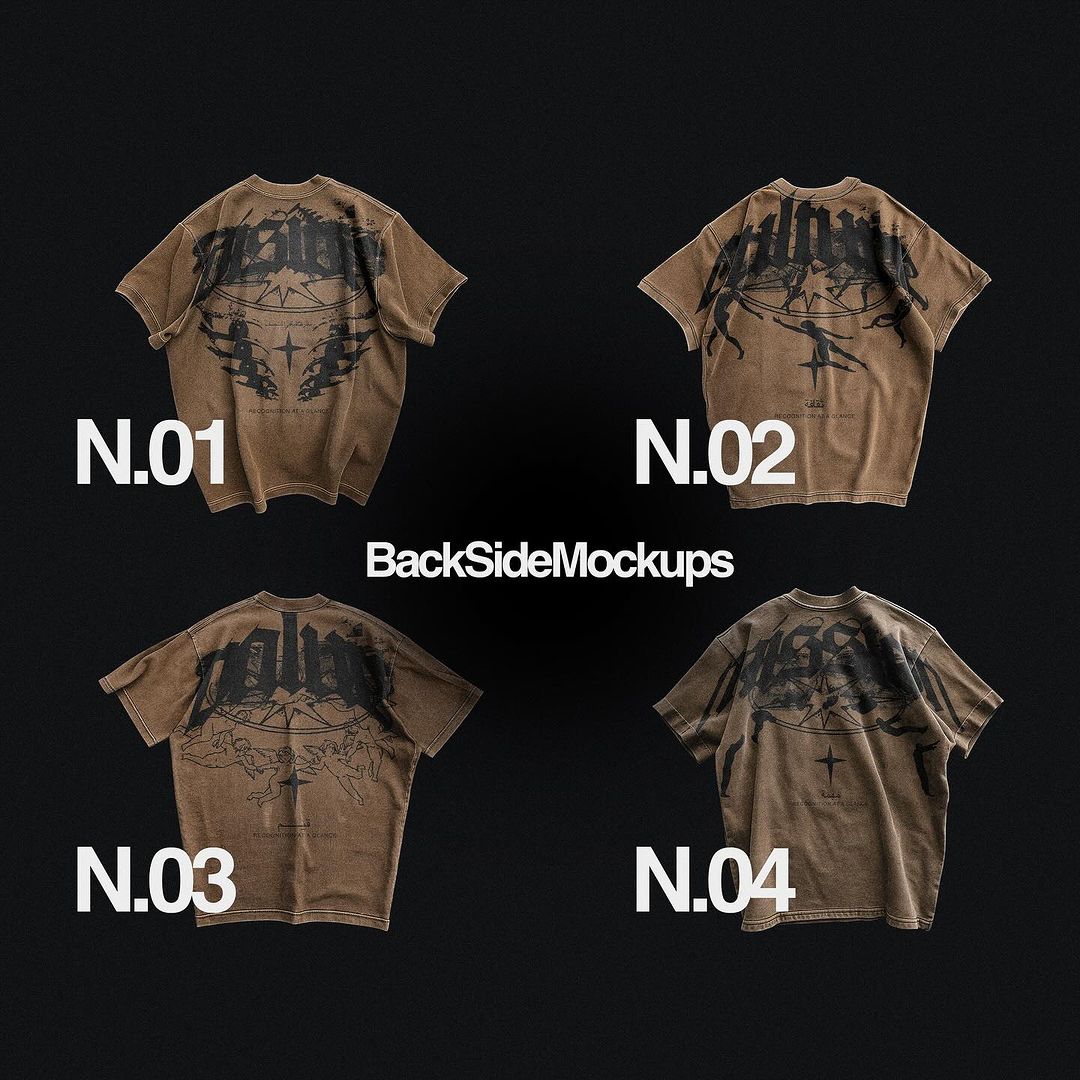 Realistic 8 Mockups Oversize T-Shirts