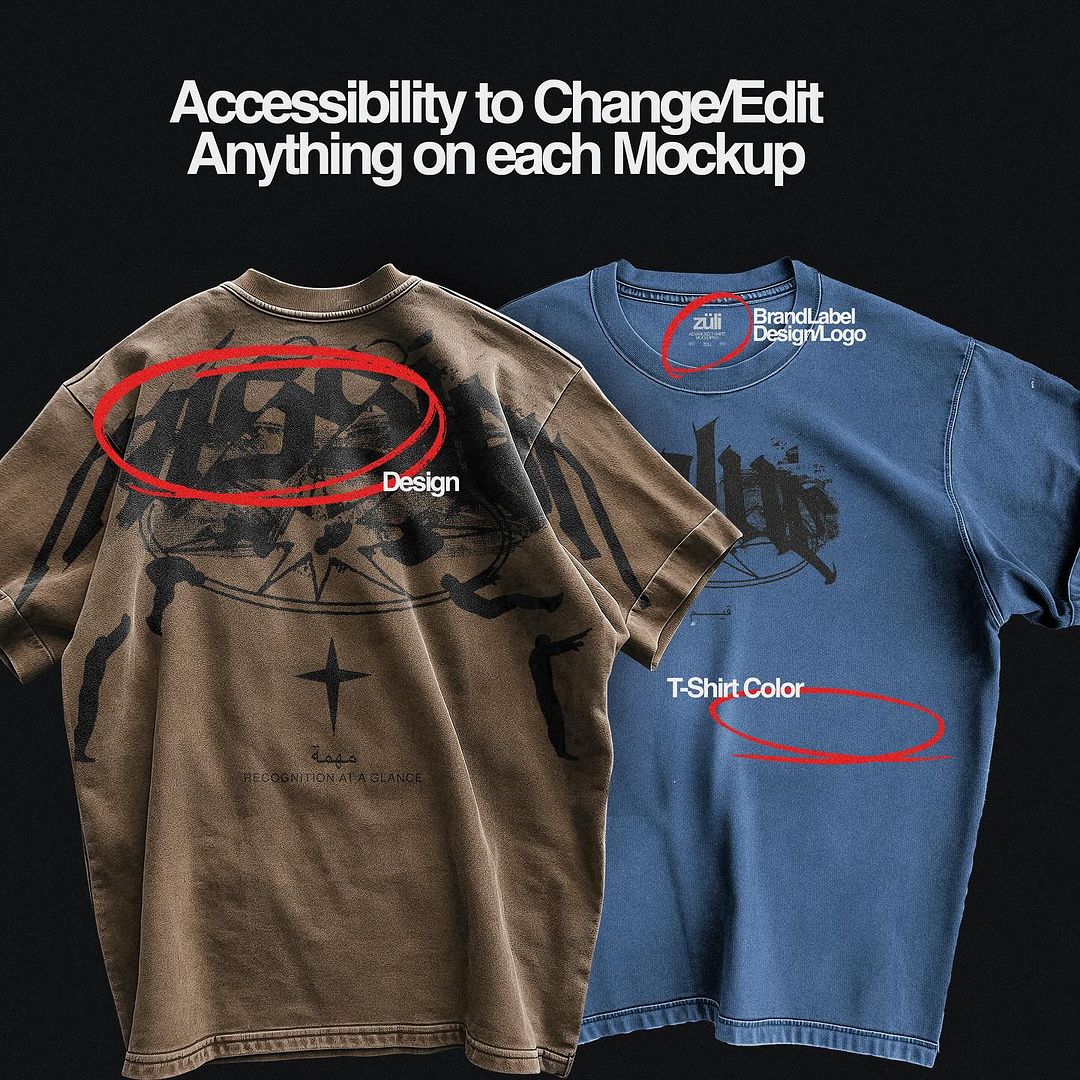 Realistic 8 Mockups Oversize T-Shirts