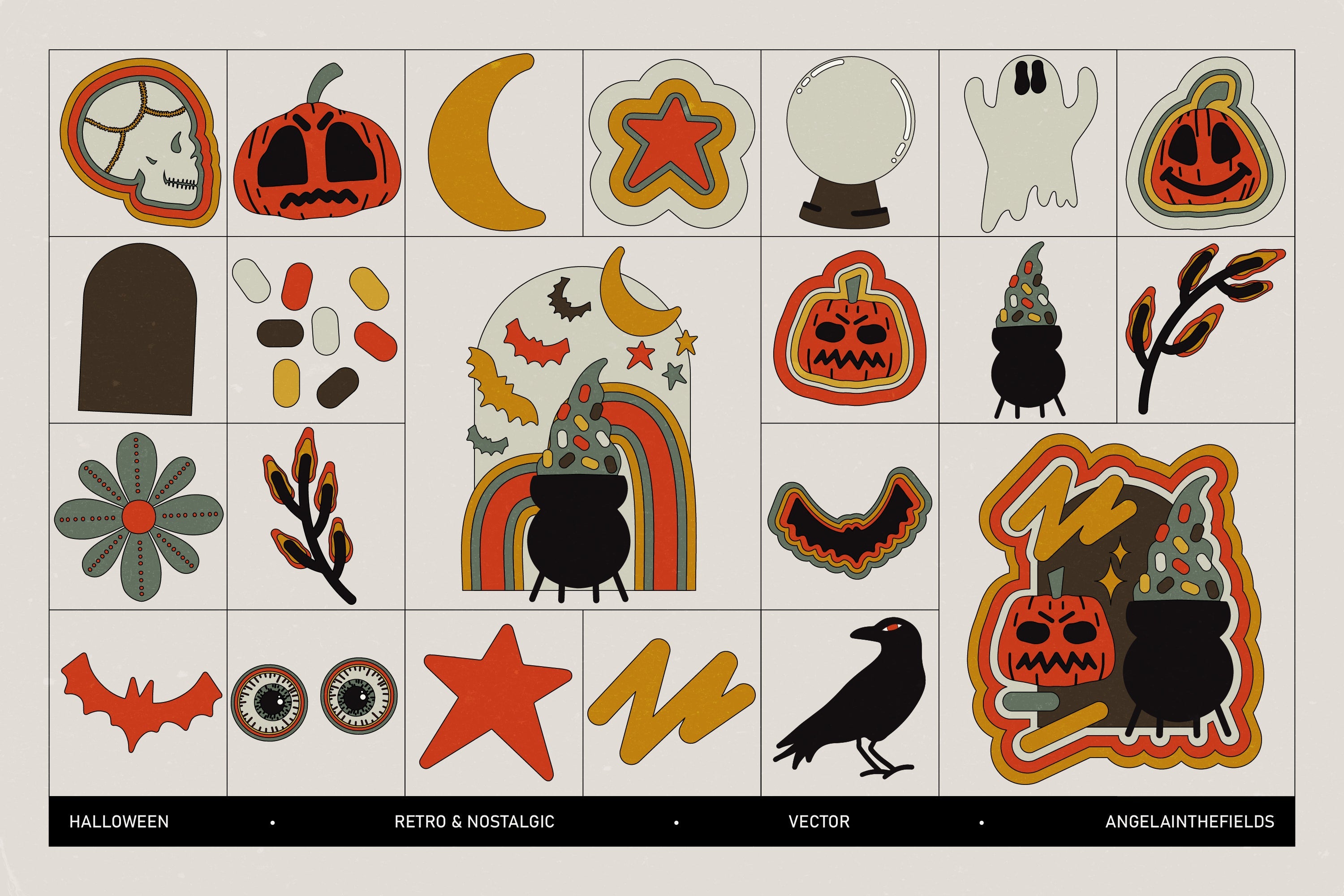 Retro Halloween Vector Clipart