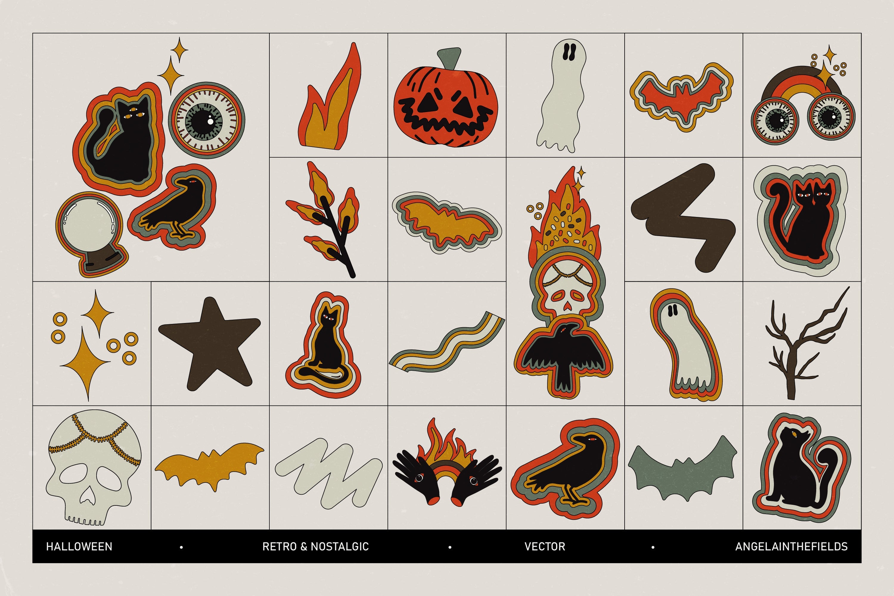 Retro Halloween Vector Clipart