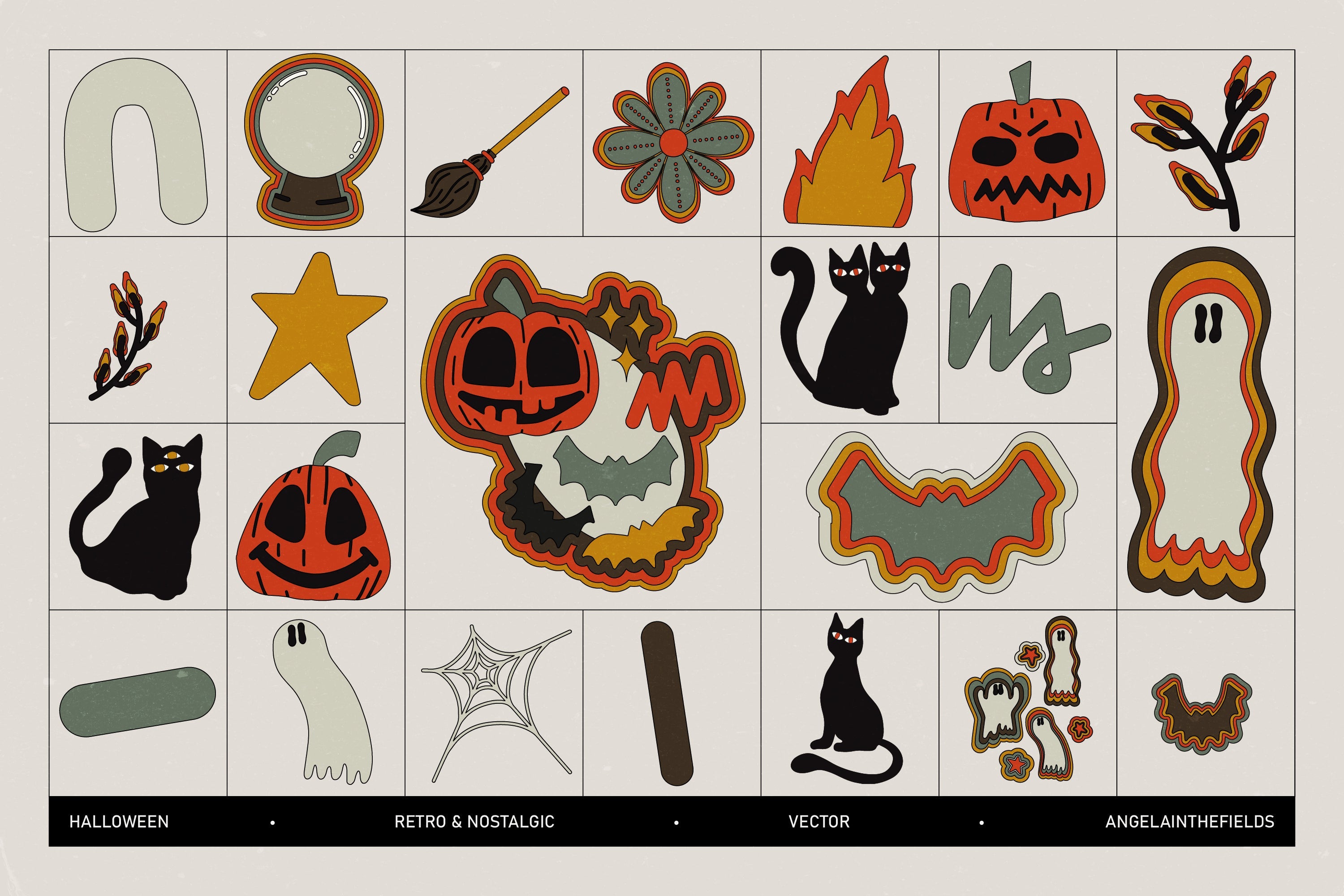 Retro Halloween Vector Clipart