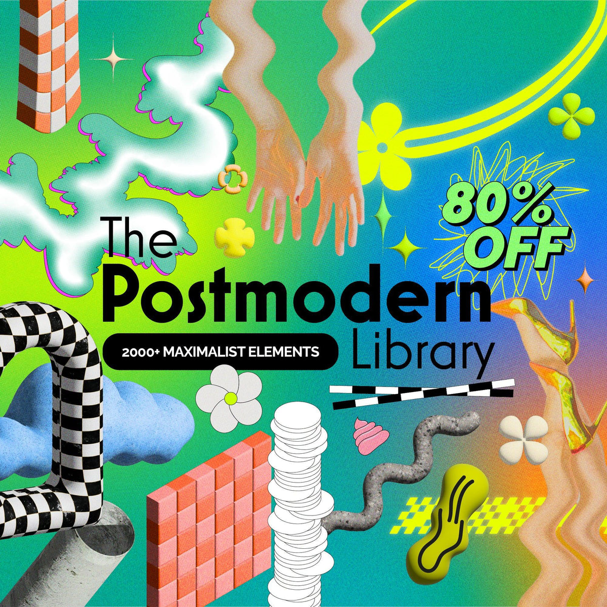 Graphics - Graphic Icons, 3D Shapes, Retro Collage Elements