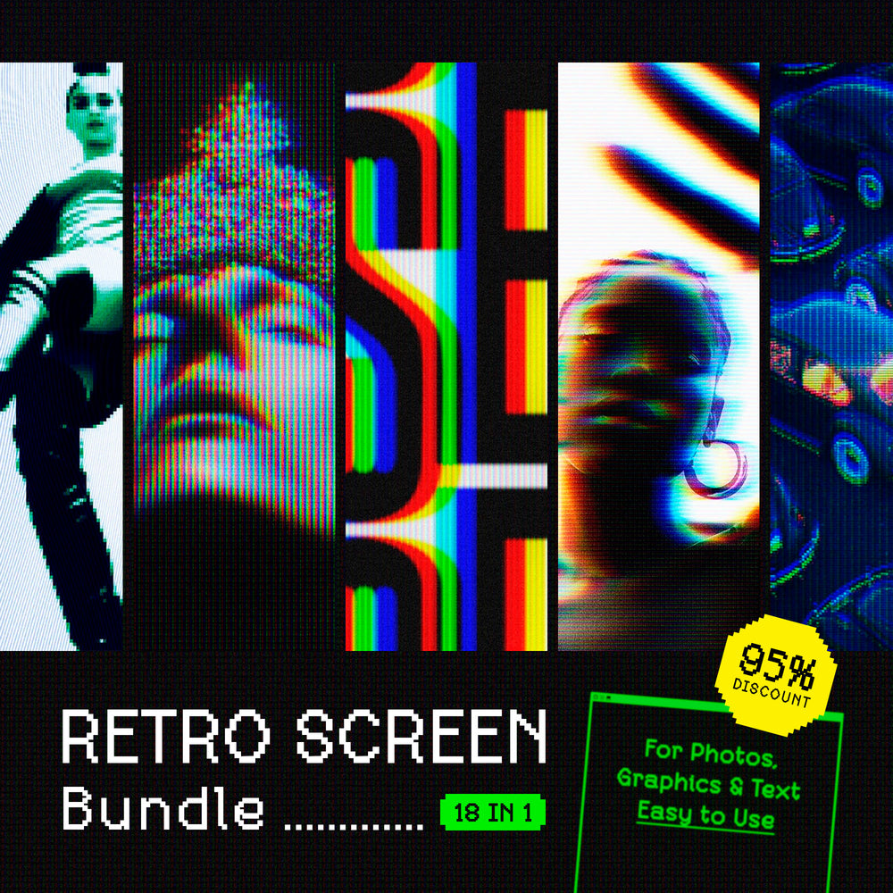 Retro Line Computer Lock Screen Retro Screen Effects Bundle by Pixelbuddha
