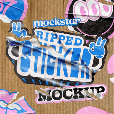 Ripped Sticker Mockup