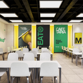 School Cafetaria Wall Branding Mockup