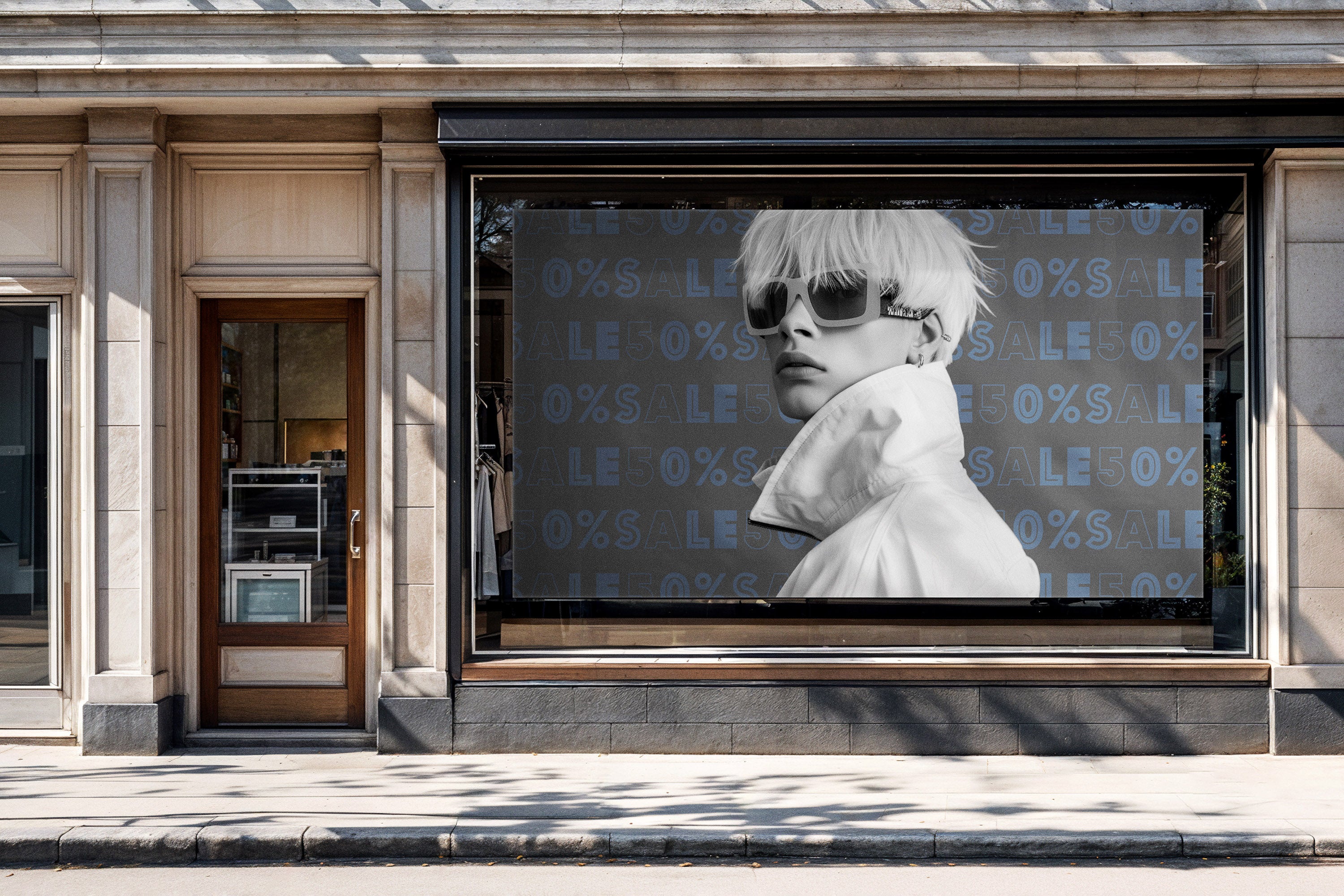 Shop Window Banner Mockup