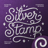 Silver Stamped Foil Text Effect