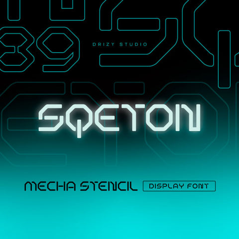 Sqeton – Mecha Stencil Display Font