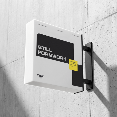 Square Box Sign Mockup Outdoor Concrete — Still Formwork | T.BW Mockup Collection