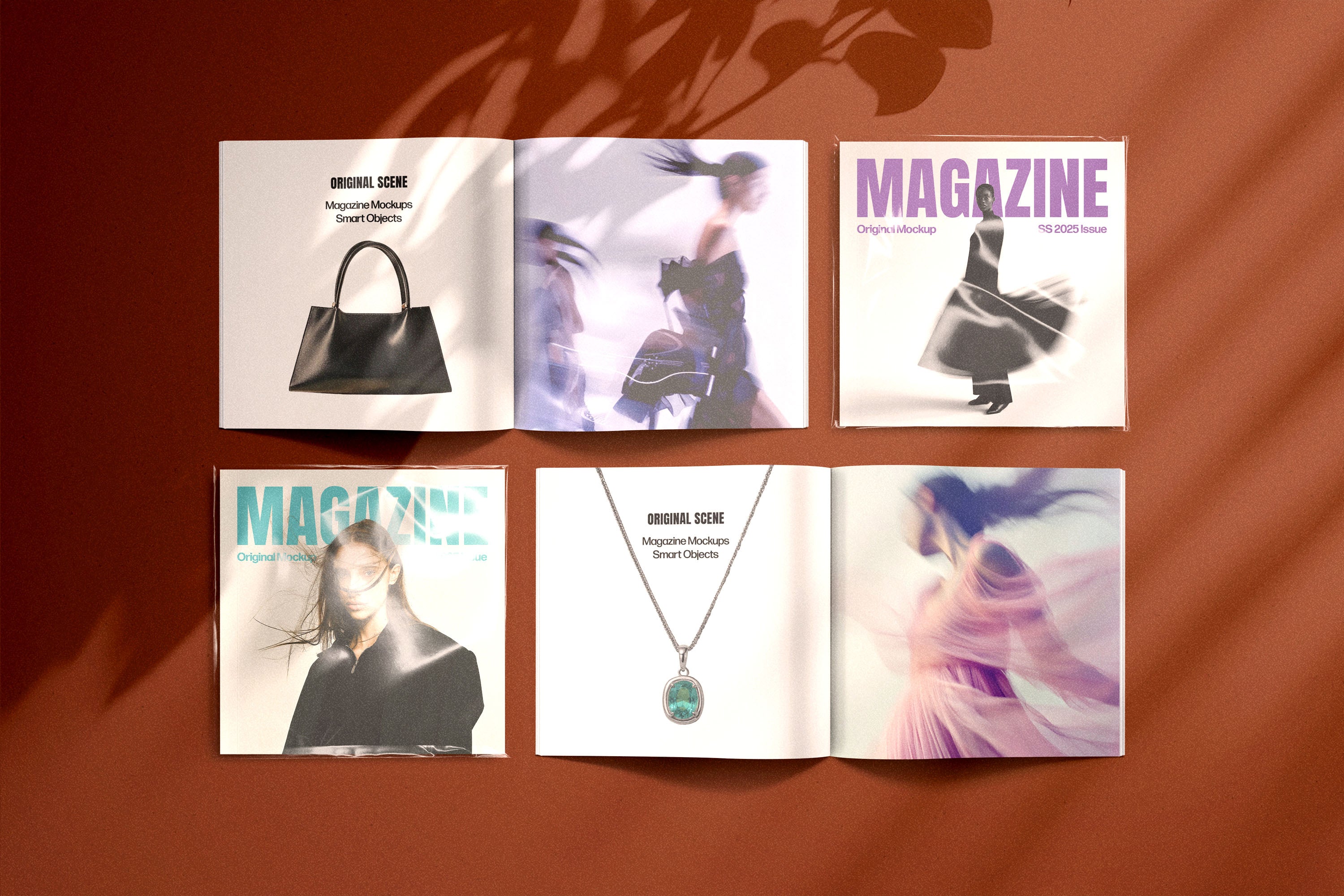 Square Magazine Mockups Set