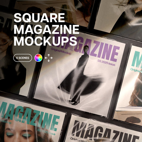 Square Magazine Mockups Set