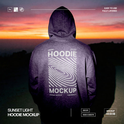 Sunset Back-View Hoodie Mockup