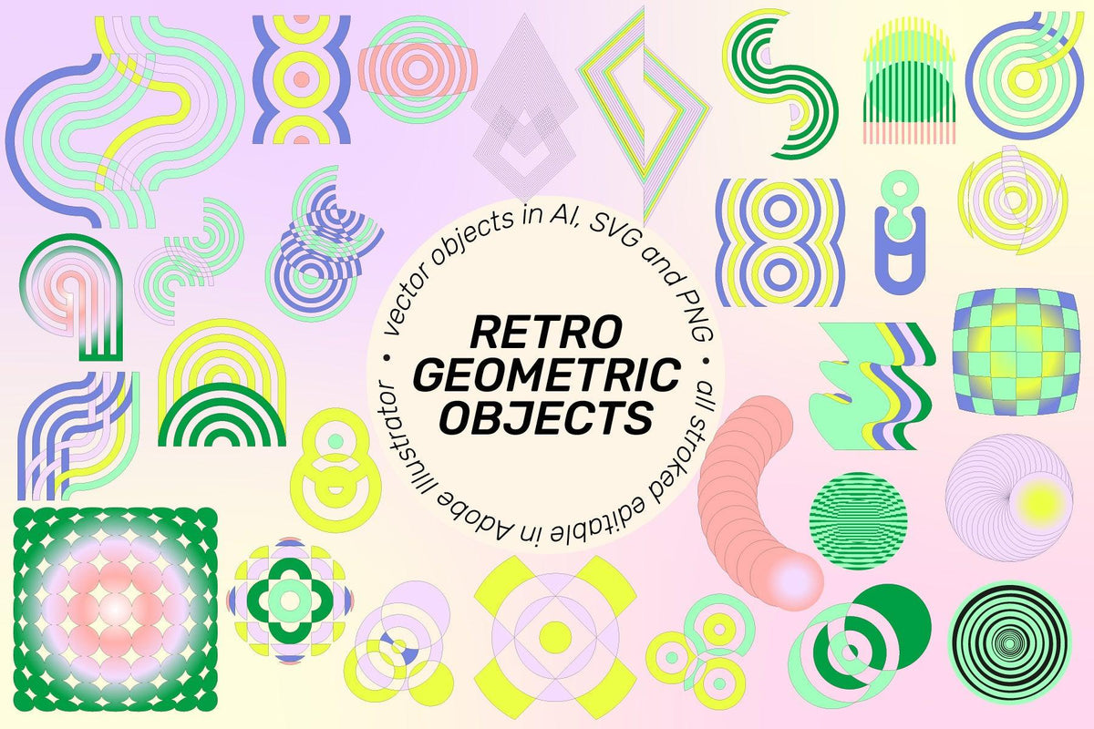 Retro Geos SUPERSPECTIVA Retro Geo Clipart by angelainthefields