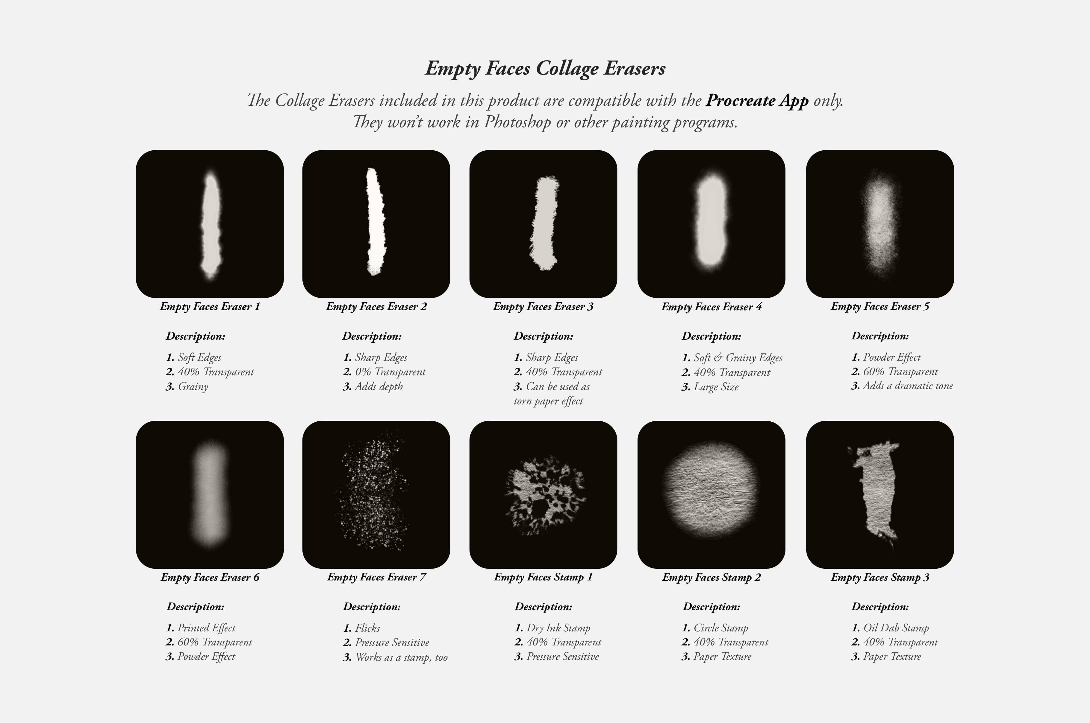 The Empty Faces Collage Creator & Procreate Erasers