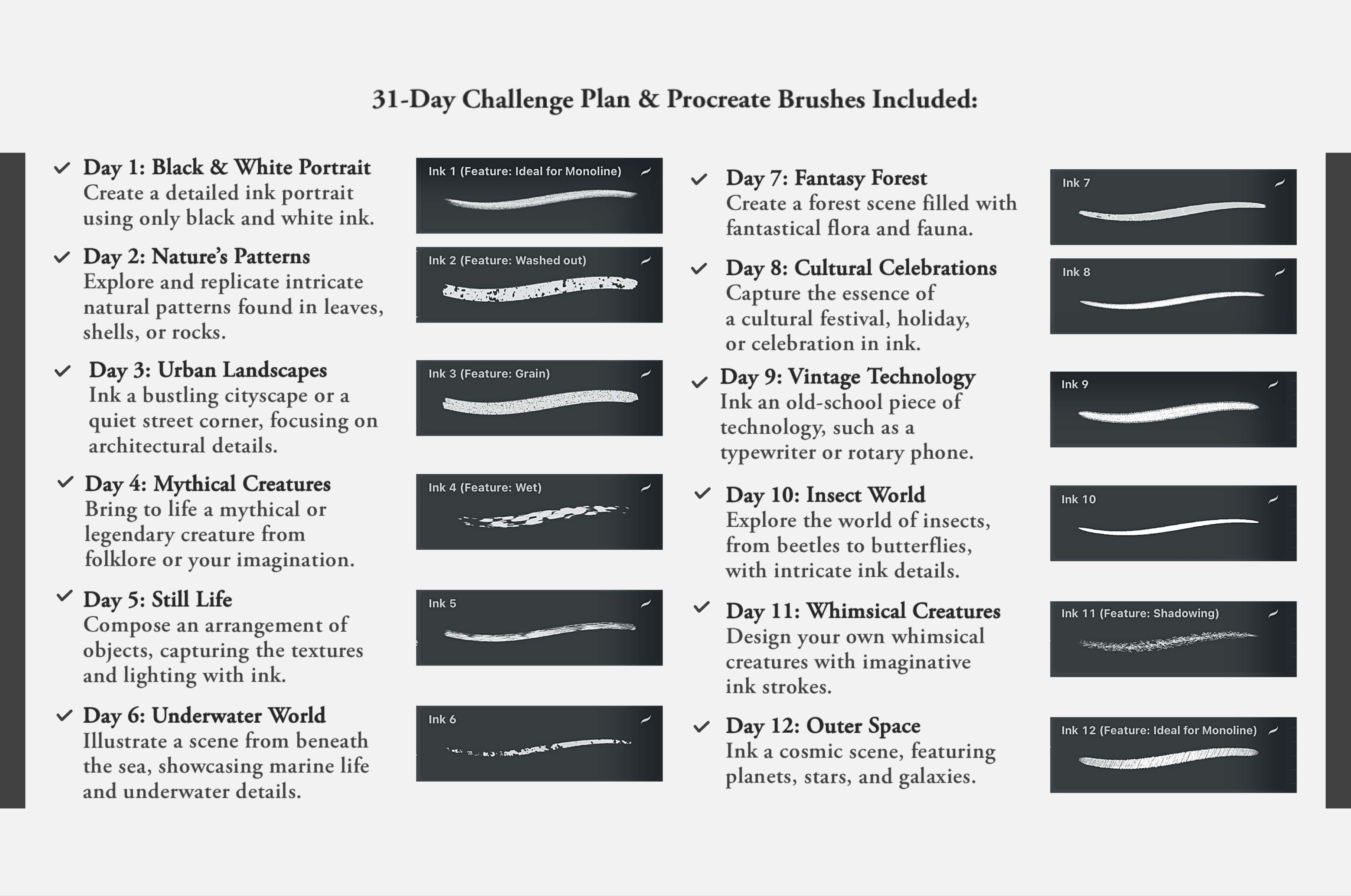 The Inktober Challenge Procreate Kit (2023)