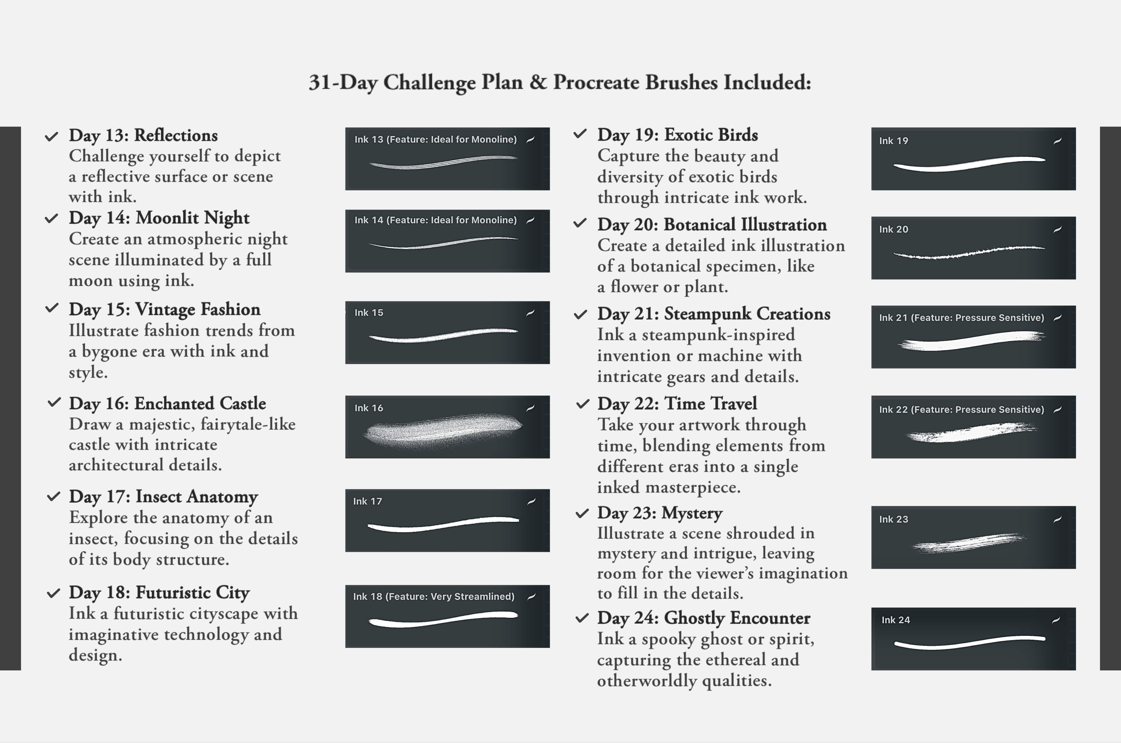 The Inktober Challenge Procreate Kit (2023)