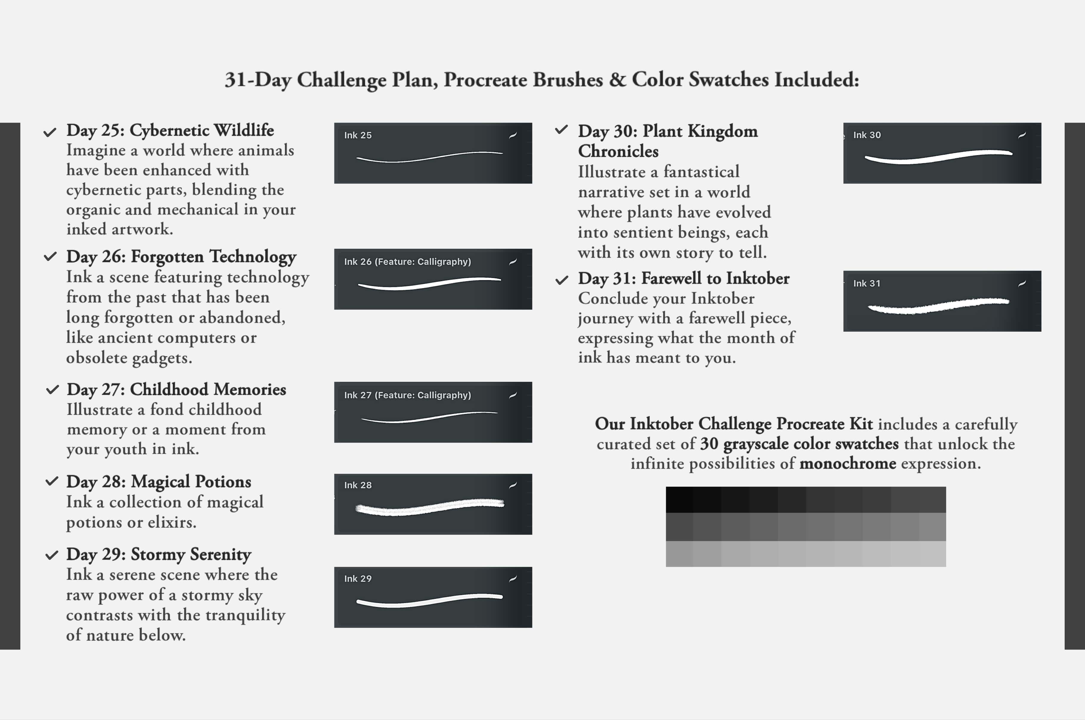 The Inktober Challenge Procreate Kit (2023)