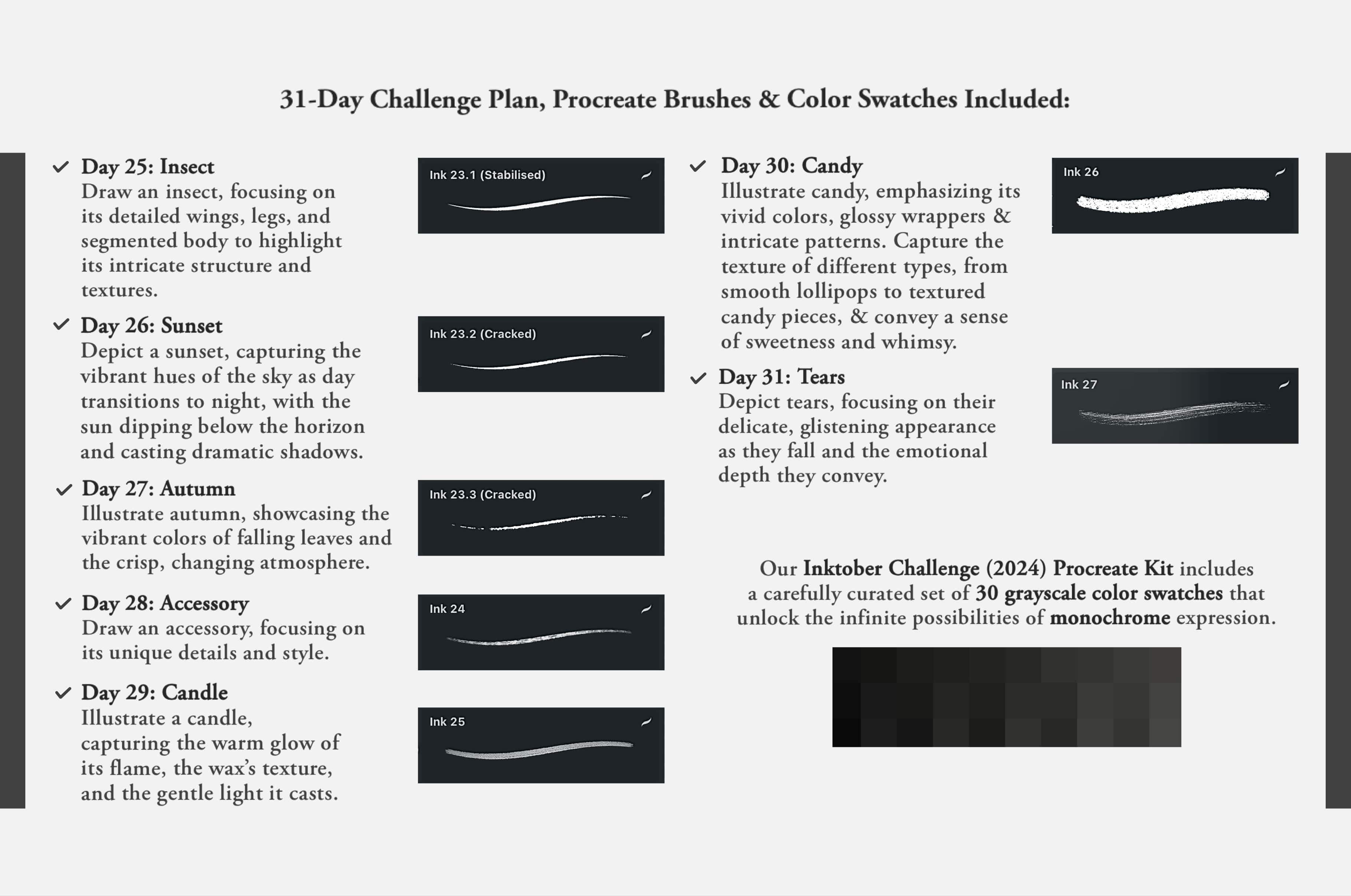 The Inktober Challenge Procreate Kit