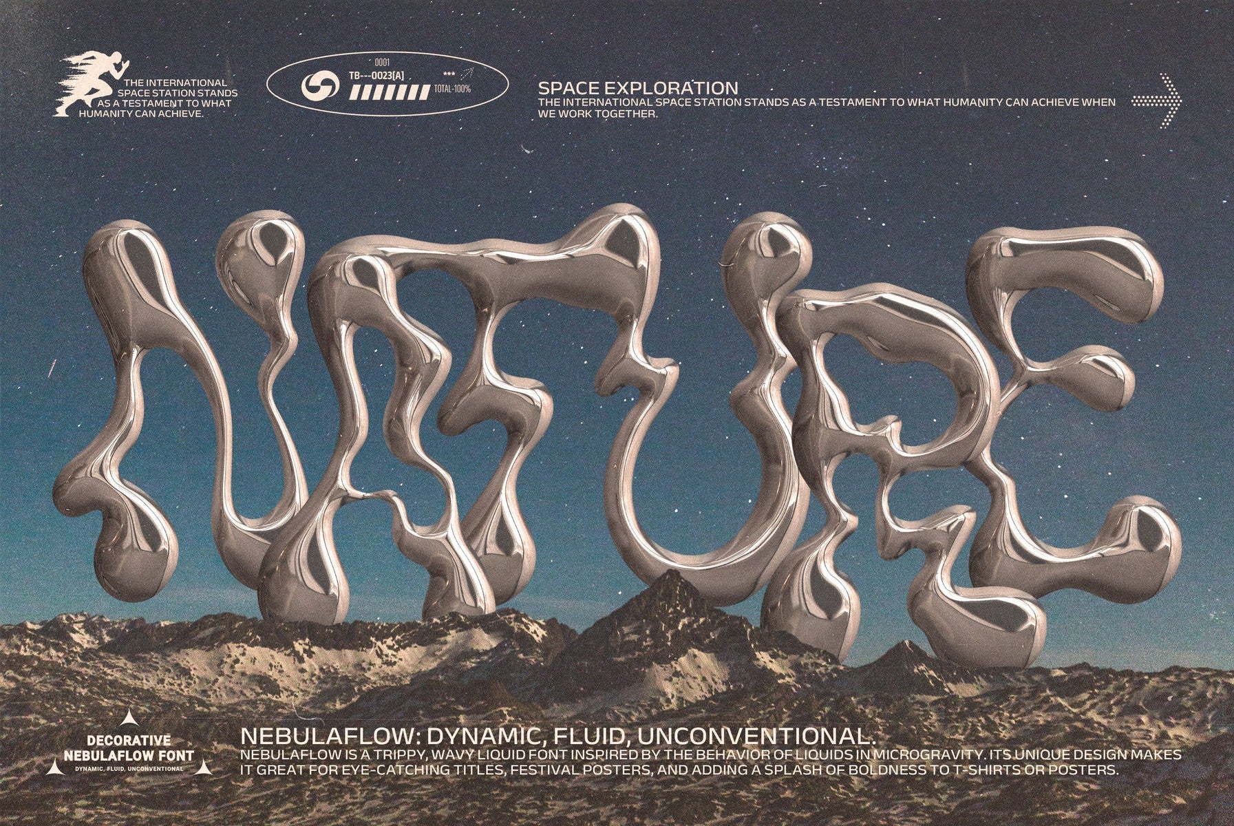 The Nebula Flow Font - Chrome Typeface