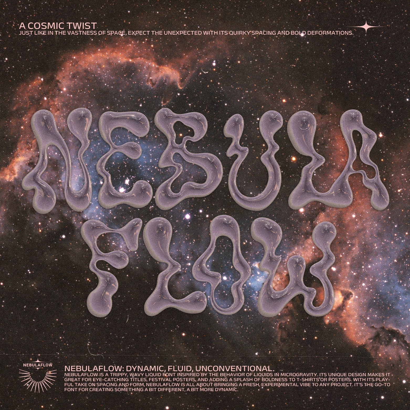 The Nebula Flow Font - Chrome Typeface
