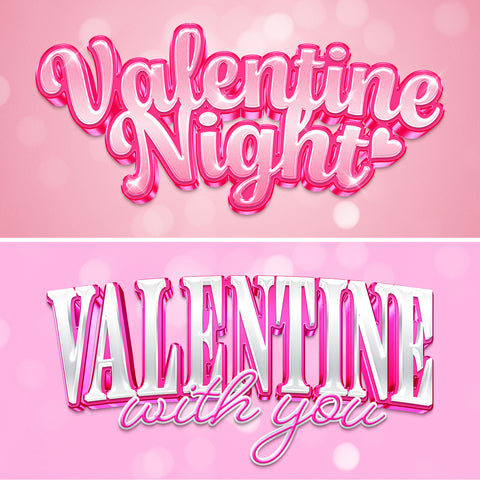 Valentine Glossy Pink Text Effect Bundle
