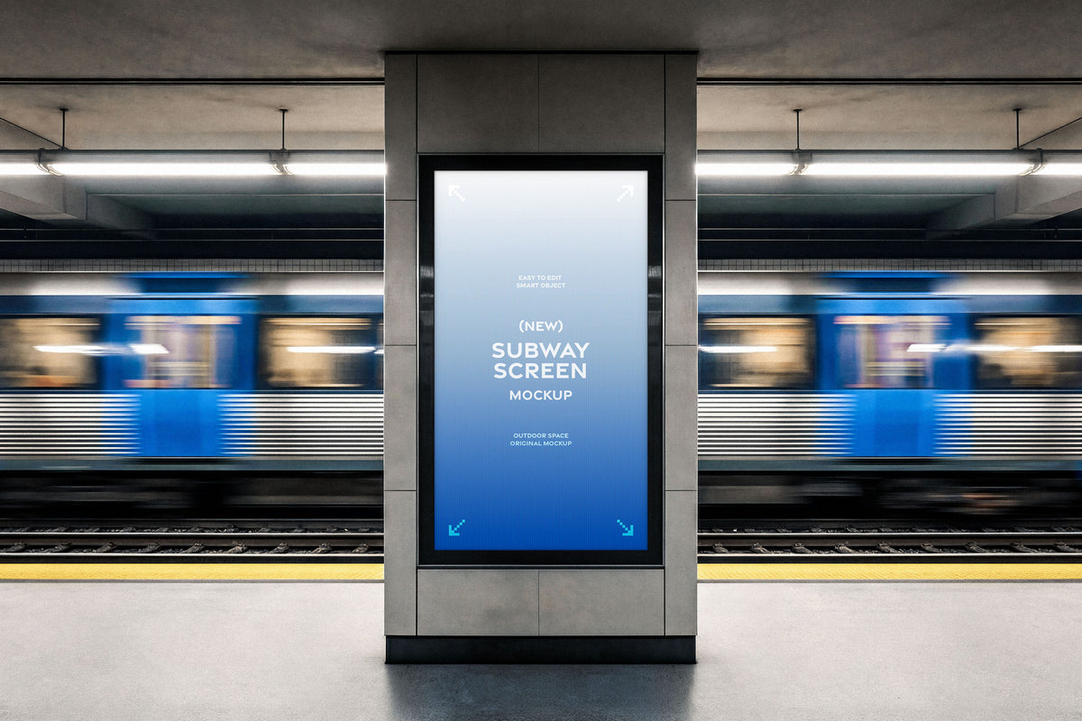 Vertical Subway Digital Signage Mockup by Pixelbuddha