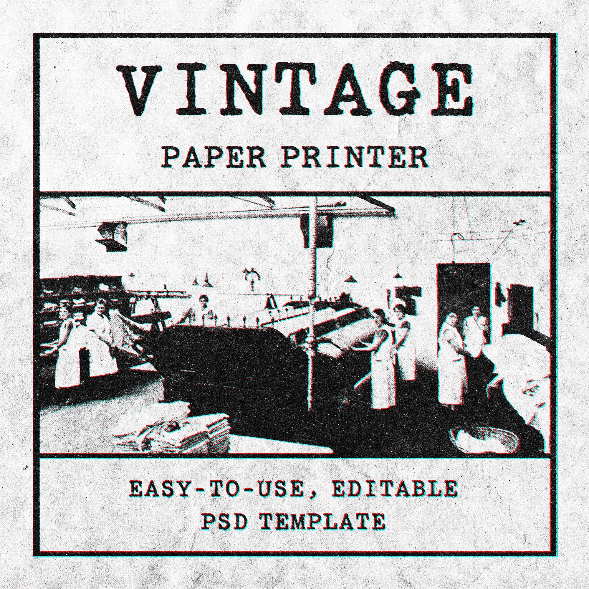 Vintage Paper Printer Design Effect