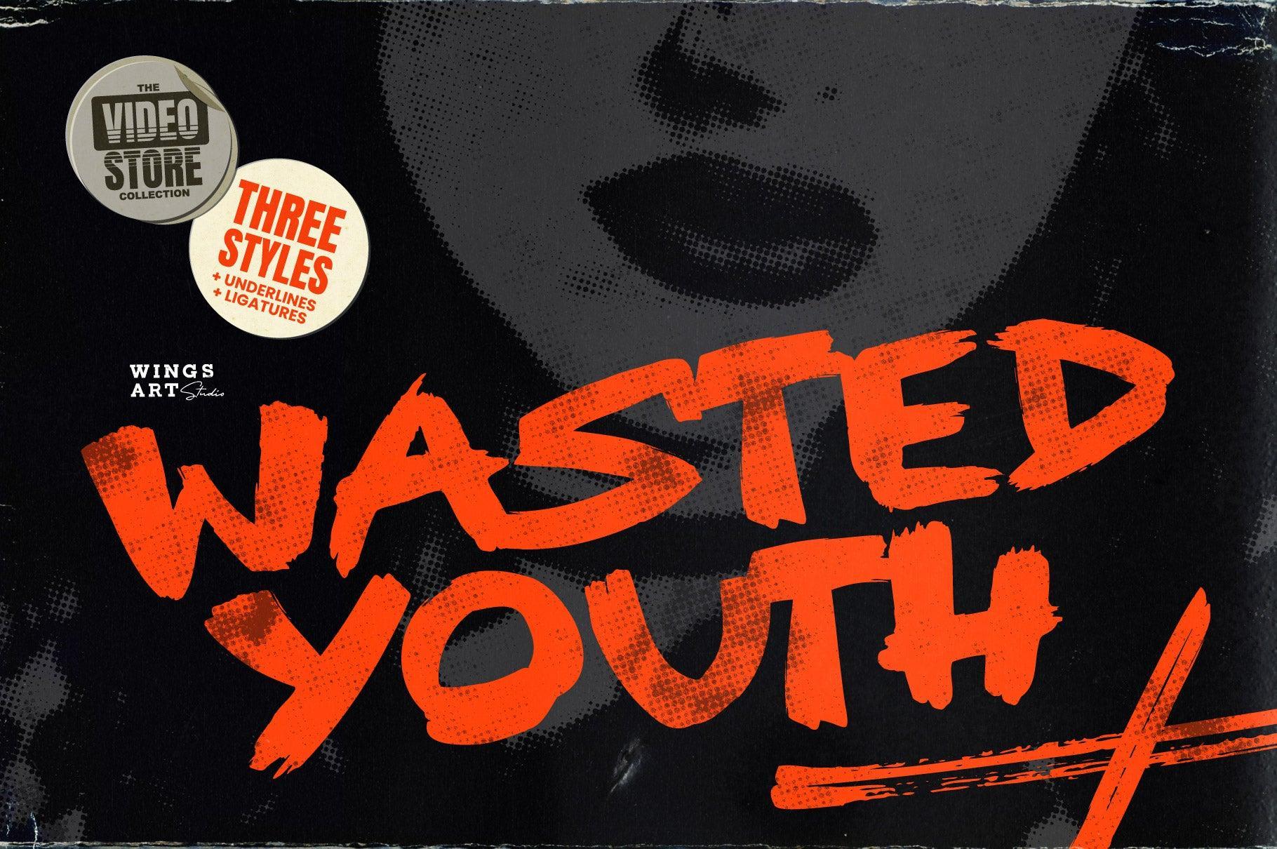Wasted Youth: A 90s Grunge Brush Font