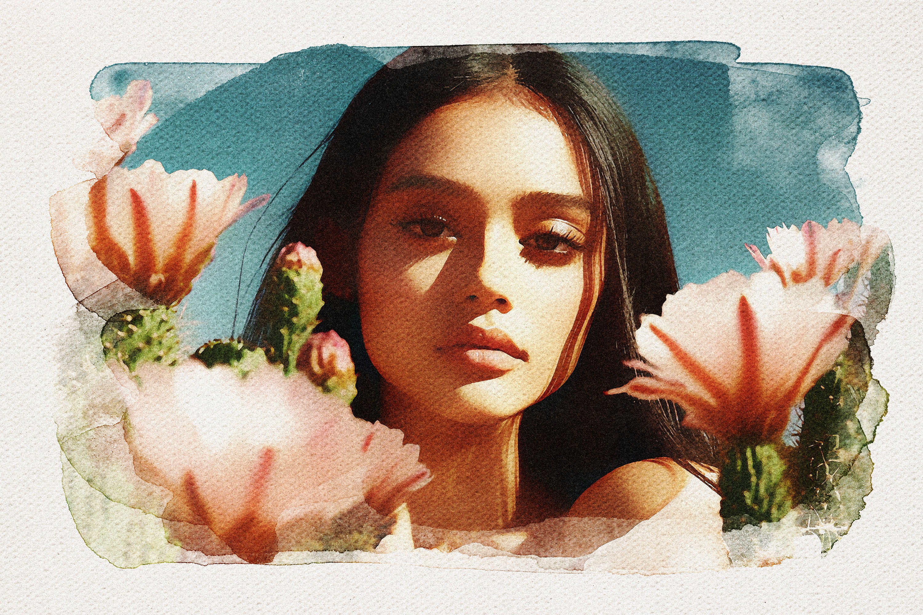 Watercolor Photo Template