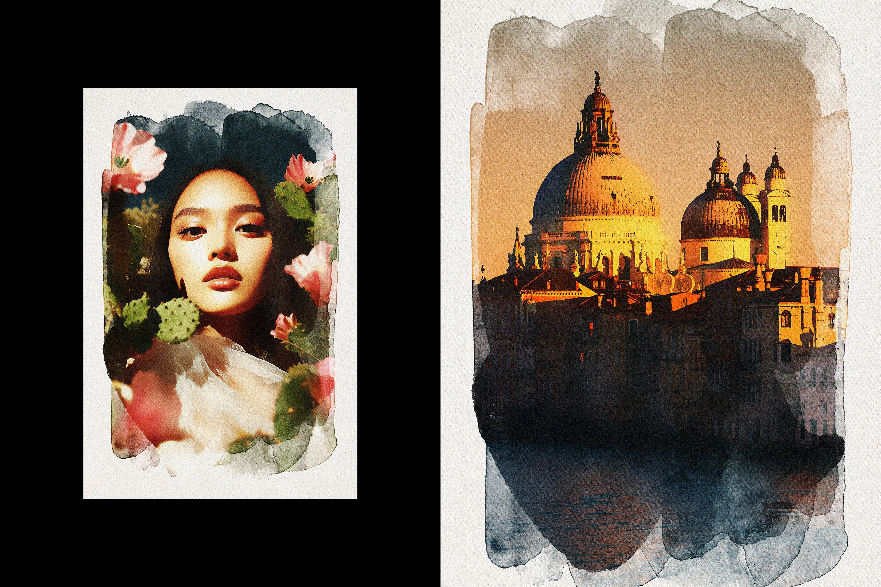 Watercolor Photo Template