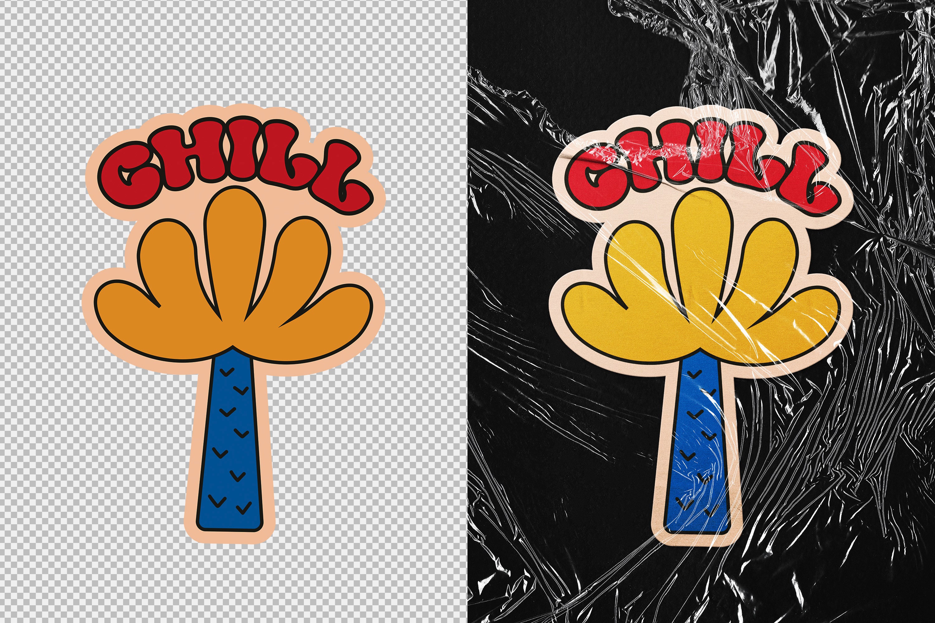 Wrinkled Plastic Stickers Mockup