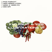 X40 Fruit and Veg Illustrations V1