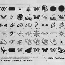Y2K 327 Characters Halftones Shapes