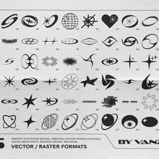 Y2K 327 Characters Halftones Shapes