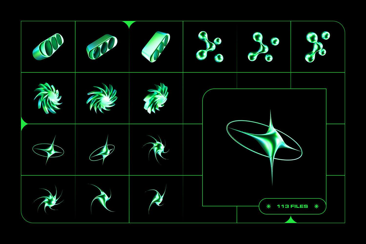 Y2K 3D Shapes Collection