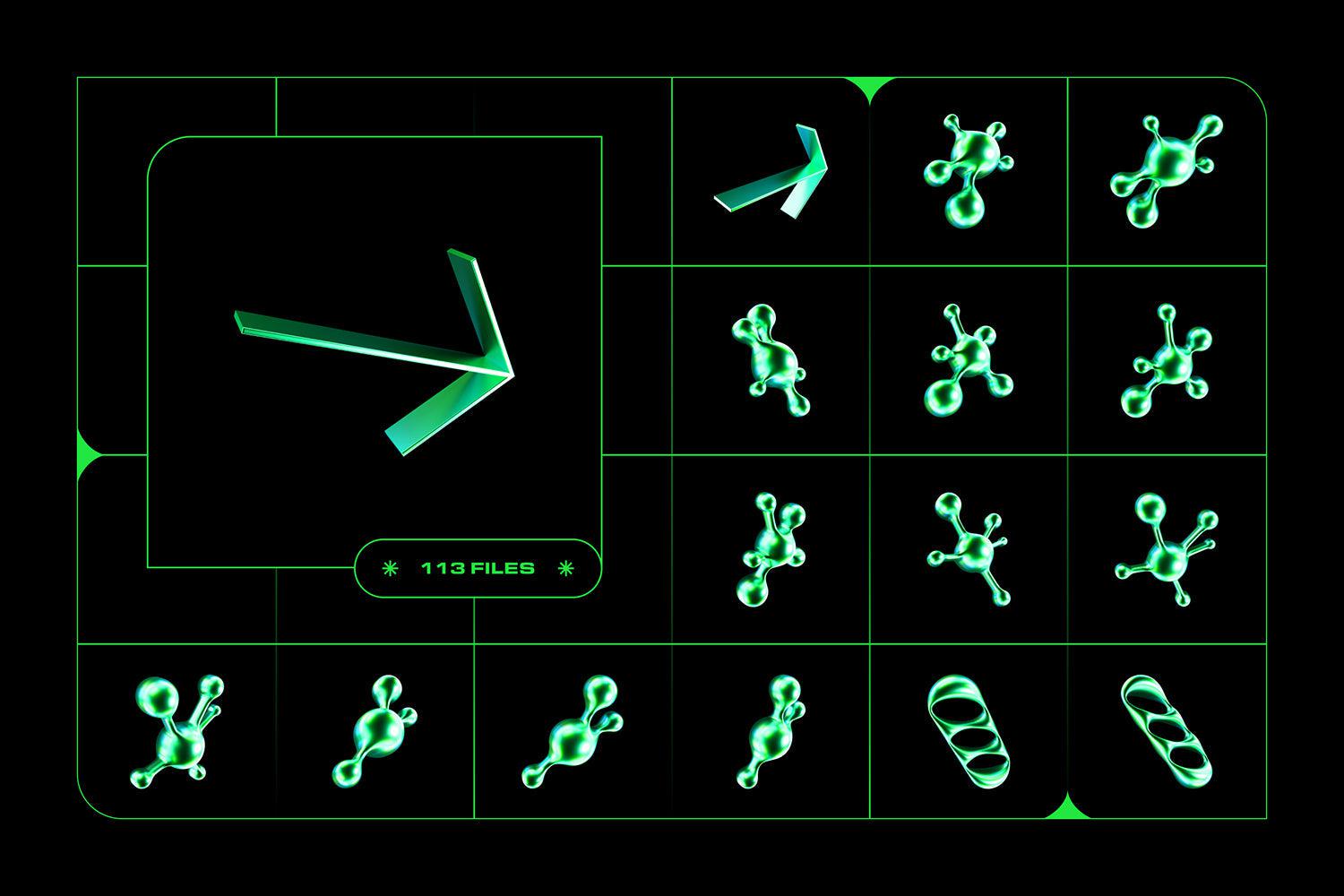 Y2K 3D Shapes Collection