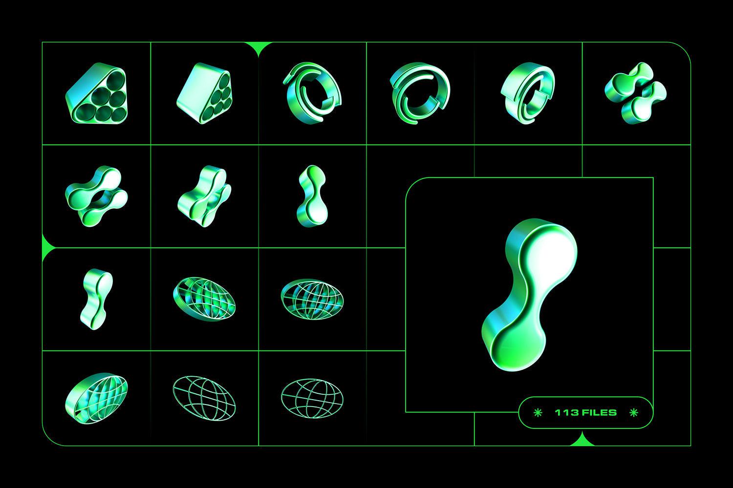 Y2K 3D Shapes Collection